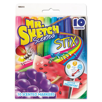 Mr. Sketch® Scented Stix Watercolor Marker Set, Fine Bullet Tip, Assorted Colors, 10-set freeshipping - TVN Wholesale